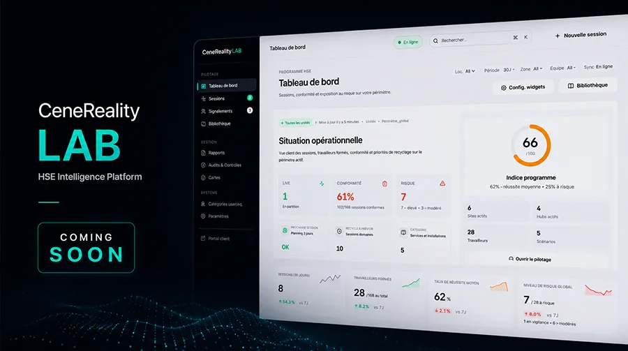 CeneReality LAB HSE platform combining VR training, AI safety assistance and compliance management