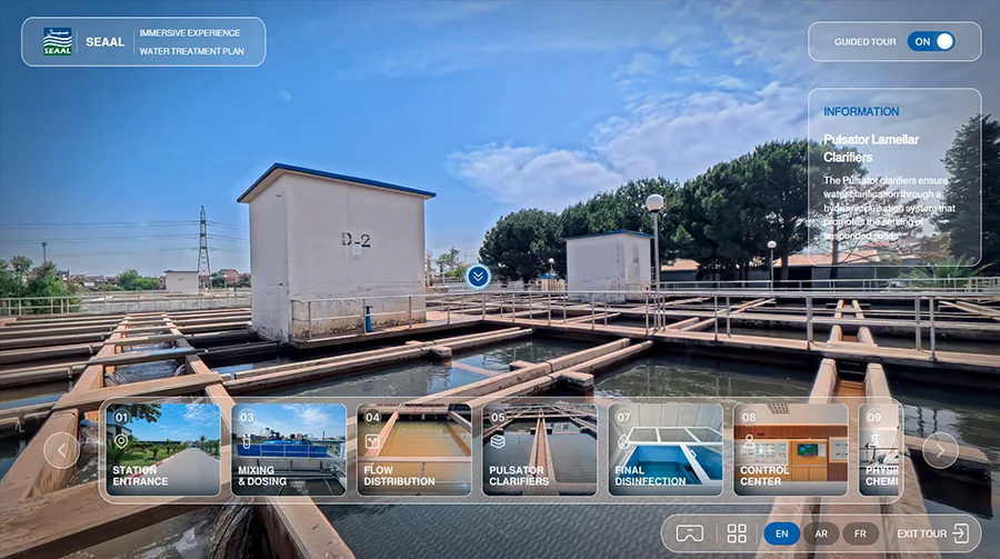 Immersive 360° industrial tour of SEAAL's Reghaïa wastewater treatment plant in Algeria