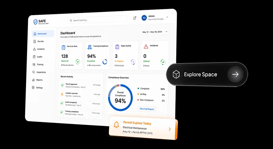 HSE management platform for incidents, audits, permits and compliance workflows