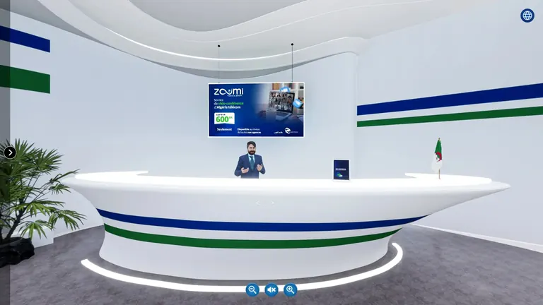 Écran de présentation de produits dans l’agence virtuelle Algérie Télécom Business.