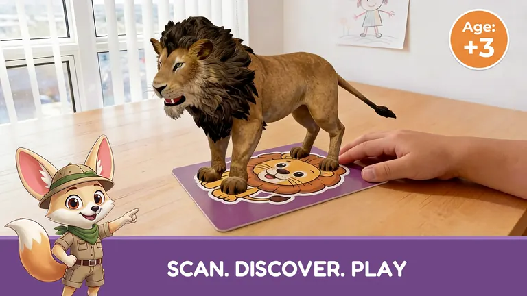 Animal en réalité augmentée affiché dans l’application de cartes Fenki.