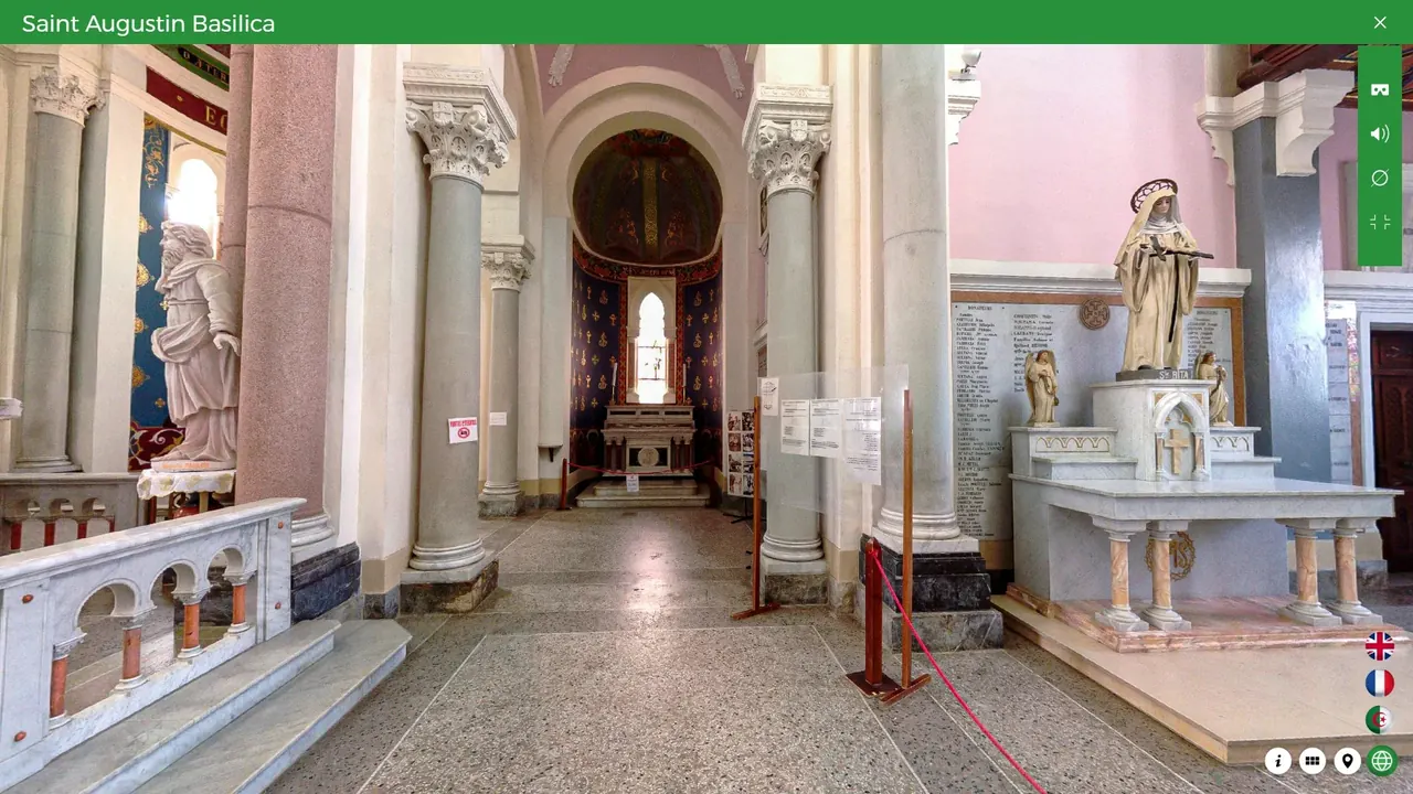 Vue intérieure issue de la visite virtuelle à 360° de la basilique Saint-Augustin à Annaba.