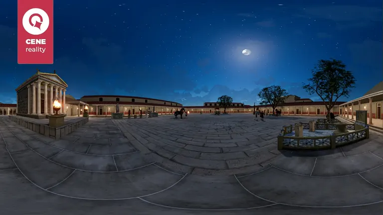Vue en réalité virtuelle de la reconstitution 3D de Timgad.