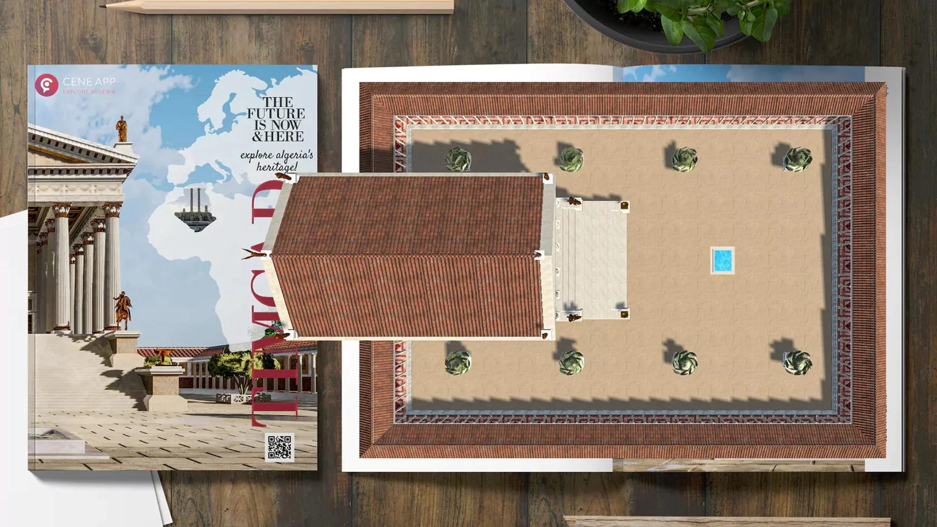 Vue en réalité augmentée de la reconstitution 3D de Timgad